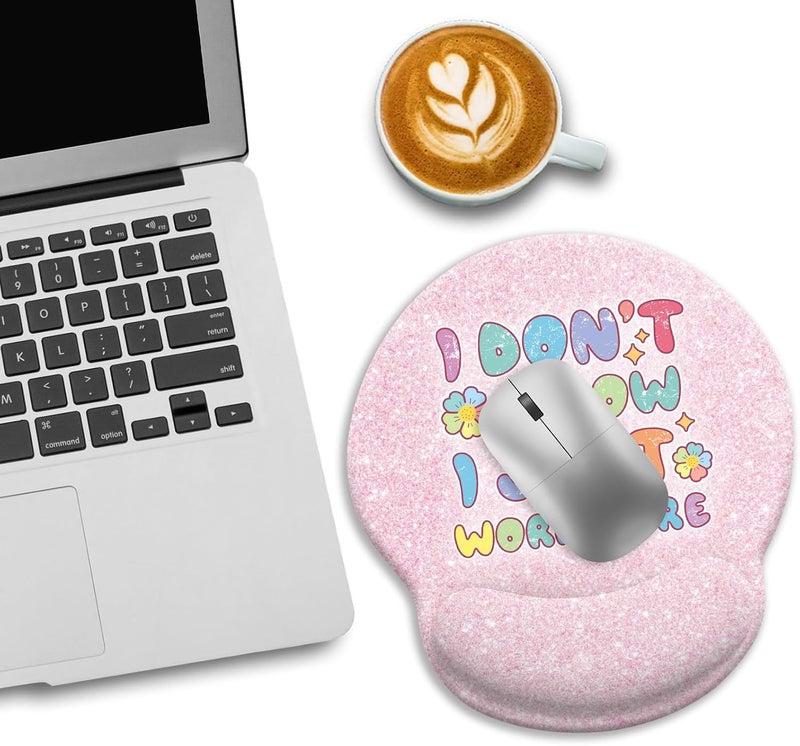 LIMKRIAN Pink Ergonomic Mouse Pad with Wrist Rest, Funny Gaming Mousepad Wrist Support with Non-Slip Pain Relief PU Base, Cute Computer Mouse Pads for Desk Pink Office Desk Accessories Decor Supplies - Image 3